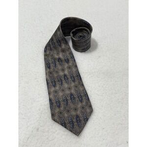 HALSTON Mens Necktie Silk‎ Gray Blue Brown Patterned Geometric Business Formal